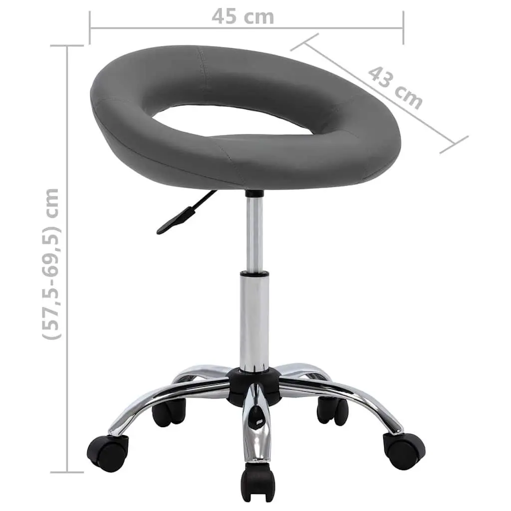 Swivel Dining Chair Grey Faux Leather Height Adjustable 360 Degree Chromed Steel