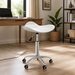 White Faux Leather Office Chair with Swivel Seat