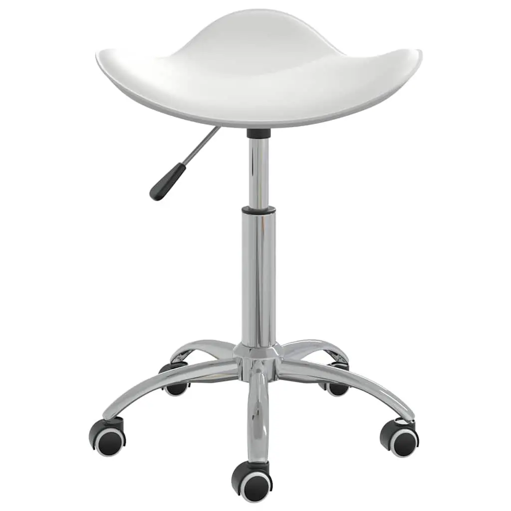 Height Adjustable Office Chair Swivel Seat White Faux Leather Wheels