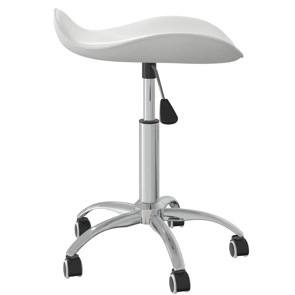 Height Adjustable Office Chair Swivel Seat White Faux Leather Wheels