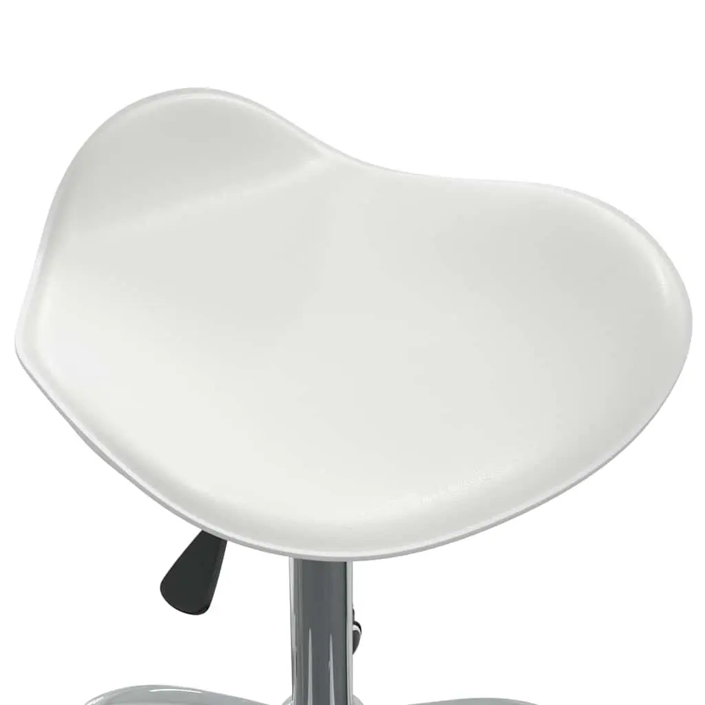 Height Adjustable Office Chair Swivel Seat White Faux Leather Wheels