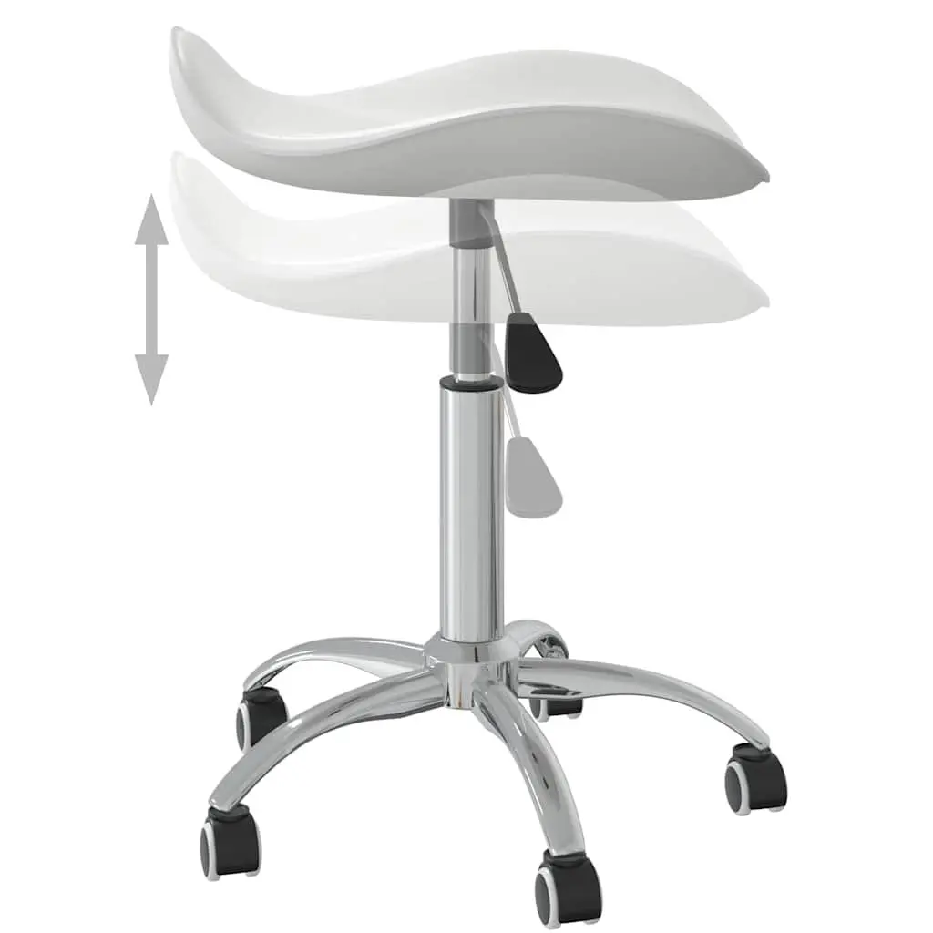 Height Adjustable Office Chair Swivel Seat White Faux Leather Wheels