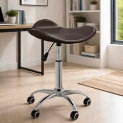 Brown Faux Leather Office Chair with Adjustable Height