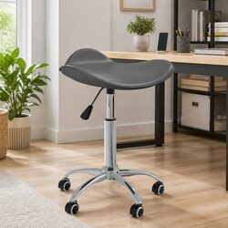 Grey Faux Leather Office Chair with Adjustable Height