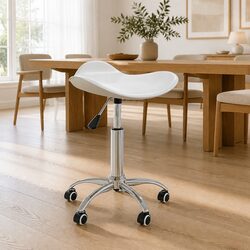 Contemporary Swivel Dining Chair in White Faux Leather
