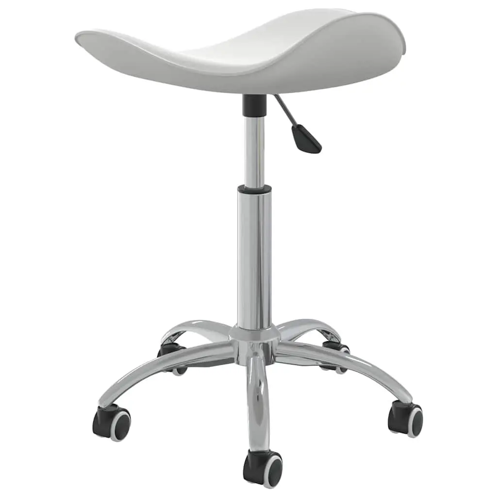 Swivel Dining Chair White Faux Leather Contemporary Kitchen Gas Lift Height