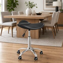 Contemporary Swivel Dining Chair in Black Faux Leather