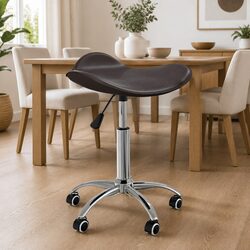 Comfortable Brown Faux Leather Swivel Dining Chair