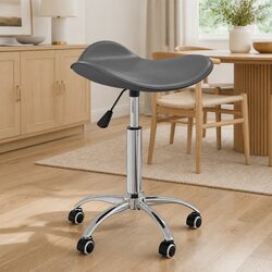 Comfortable Swivel Dining Chair in Grey Faux Leather
