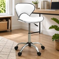 White Swivel Office Chair with Adjustable Height