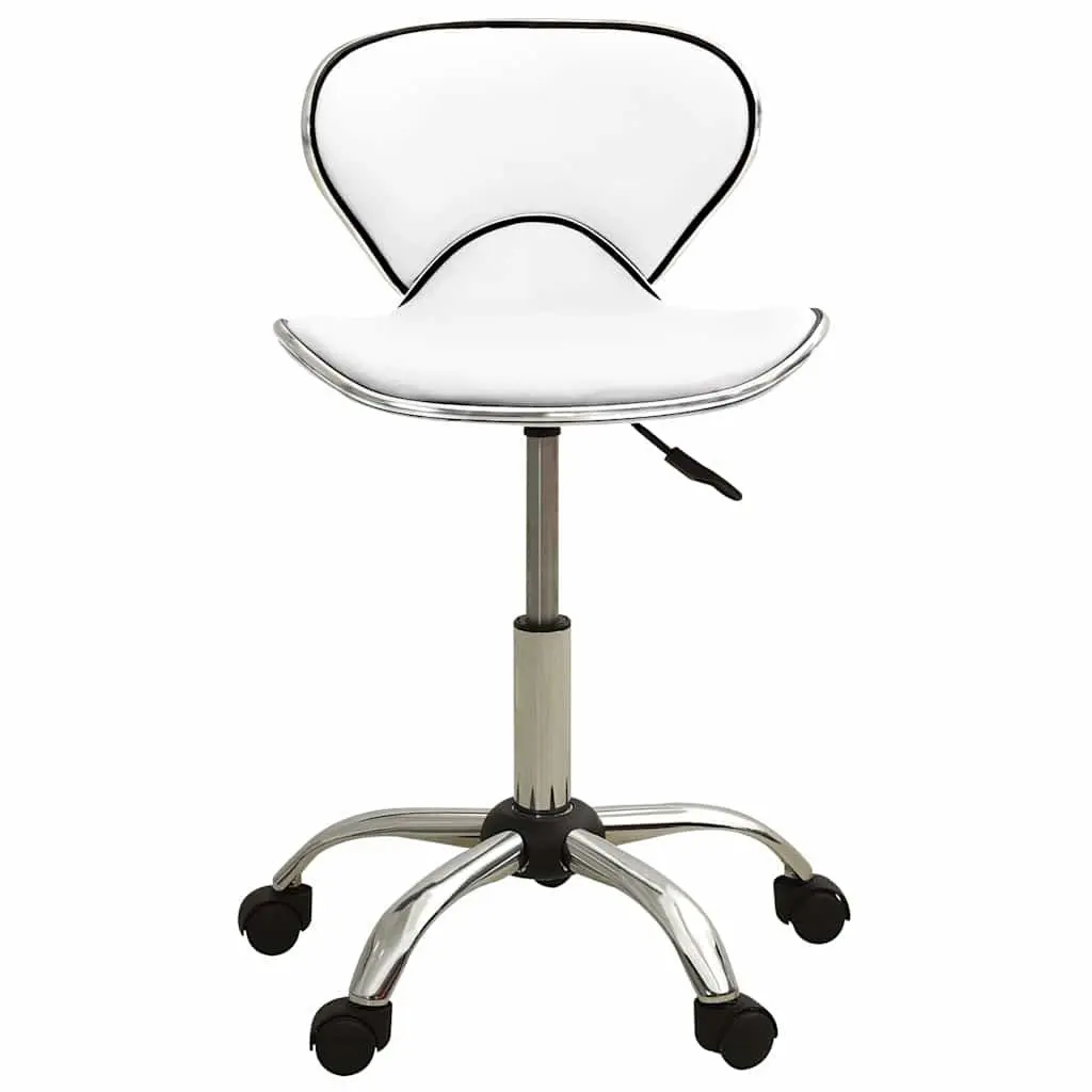 Office Chair White Faux Leather Height Adjustable Swivel Task Chair