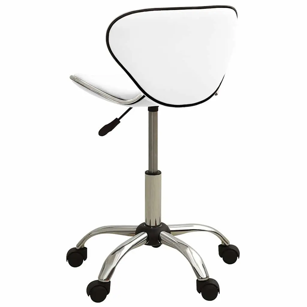Office Chair White Faux Leather Height Adjustable Swivel Task Chair
