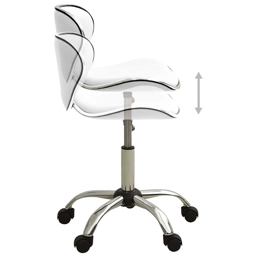 Office Chair White Faux Leather Height Adjustable Swivel Task Chair