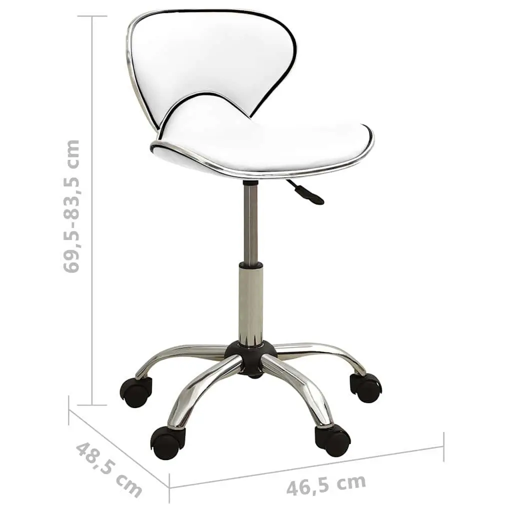 Office Chair White Faux Leather Height Adjustable Swivel Task Chair