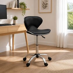 Comfortable Black Faux Leather Swivel Office Chair