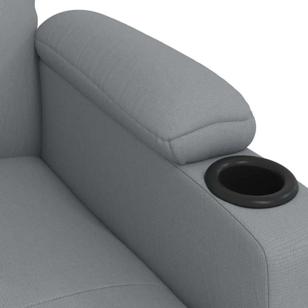 Stand Up Massage Chair Grey Fabric Electric Recliner Lift Function Vibration
