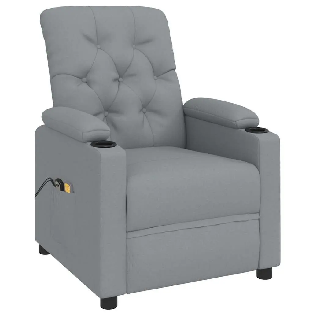 Stand Up Massage Chair Grey Fabric Electric Recliner Lift Function Vibration