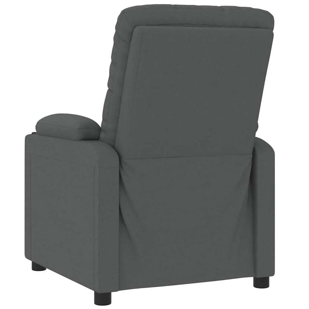 Electric Massage Chair Grey Fabric Stand Up Recliner Lift Function Vibration