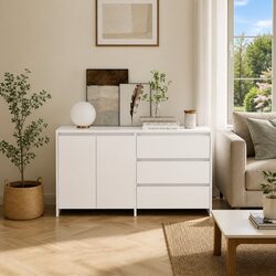Charming 2 Piece White Sideboard Storage Cabinet