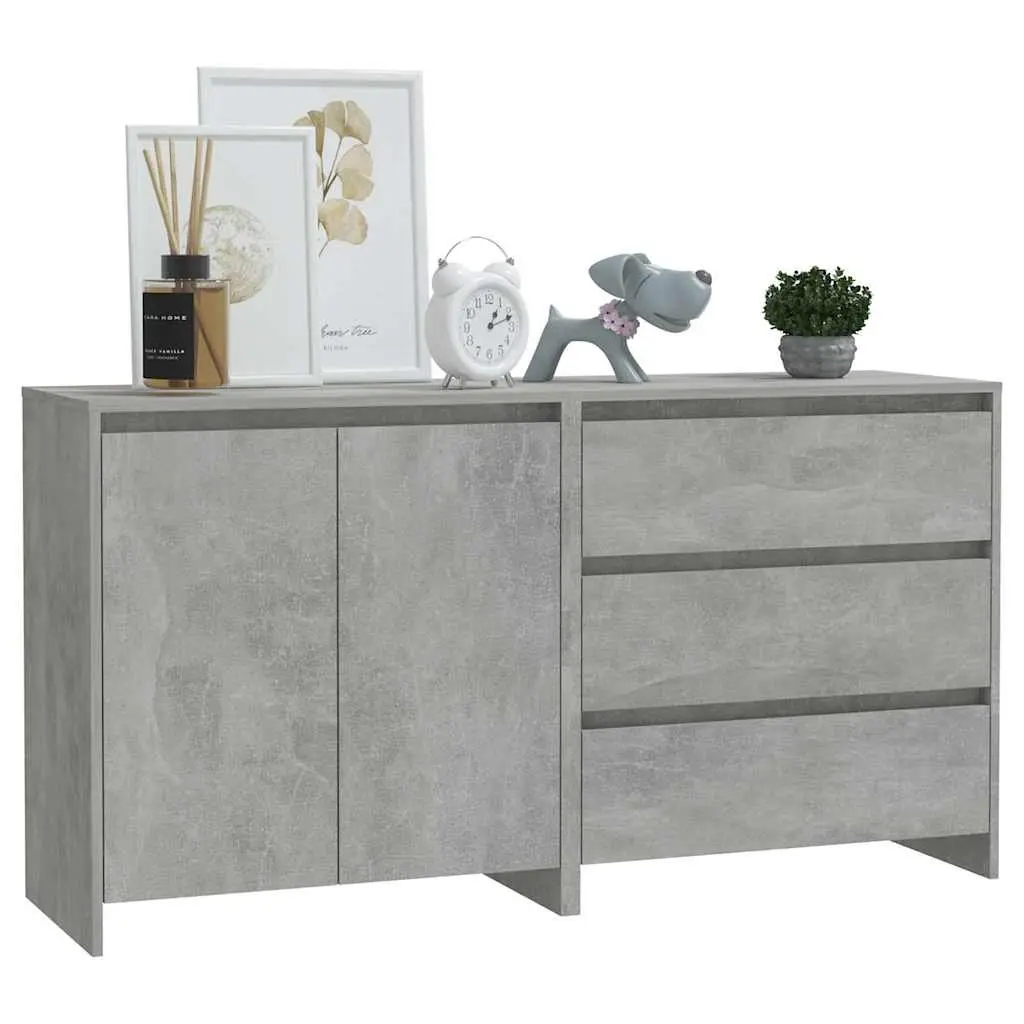 2 Piece Sideboard Grey Storage Cabinet Buffet Living Room Furniture
