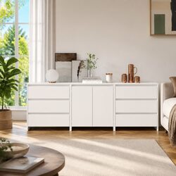 Elegant 3 Piece White Sideboard Storage Unit