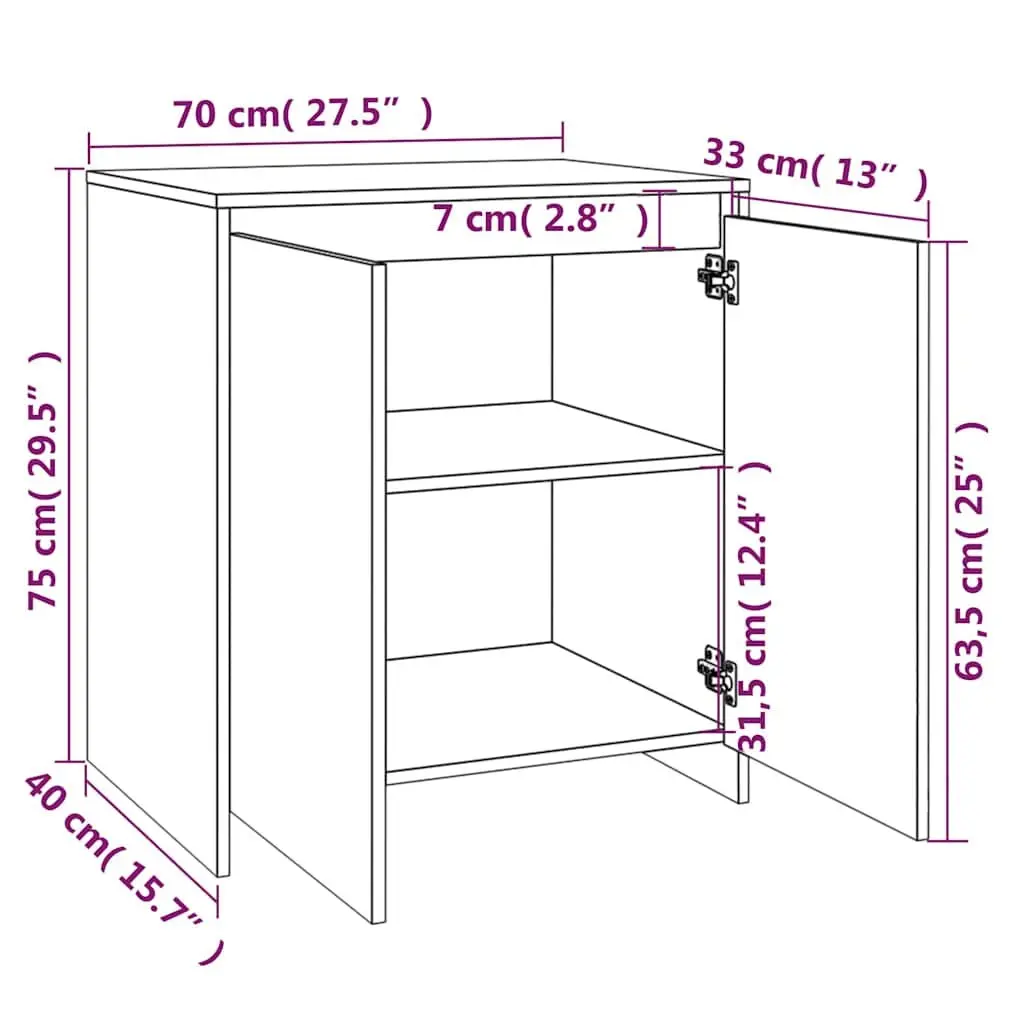Sideboard Storage Cabinet White 3 Piece Engineered Wood Decorative Display Unit