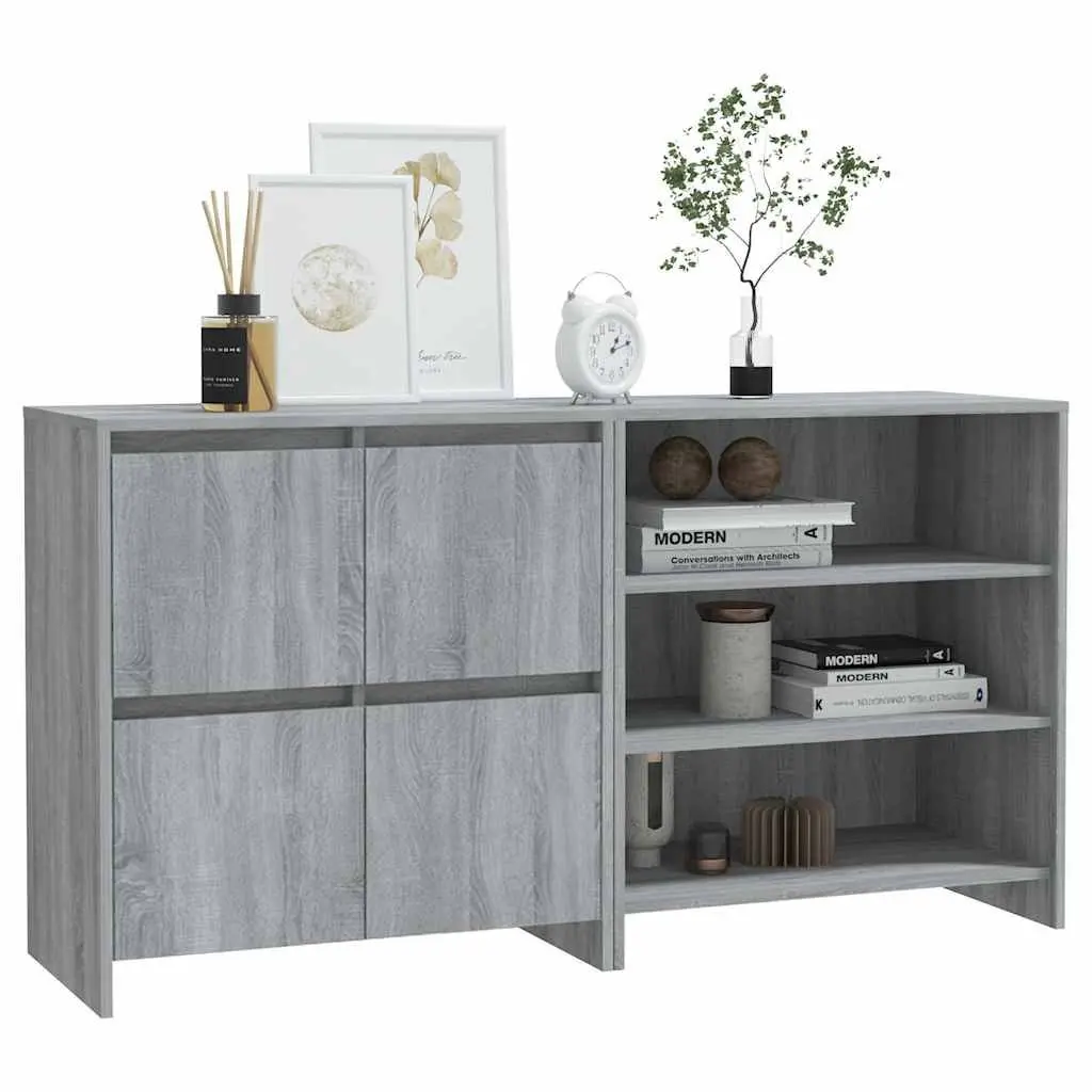 Grey 2 Piece Sideboard Storage Cabinet Set