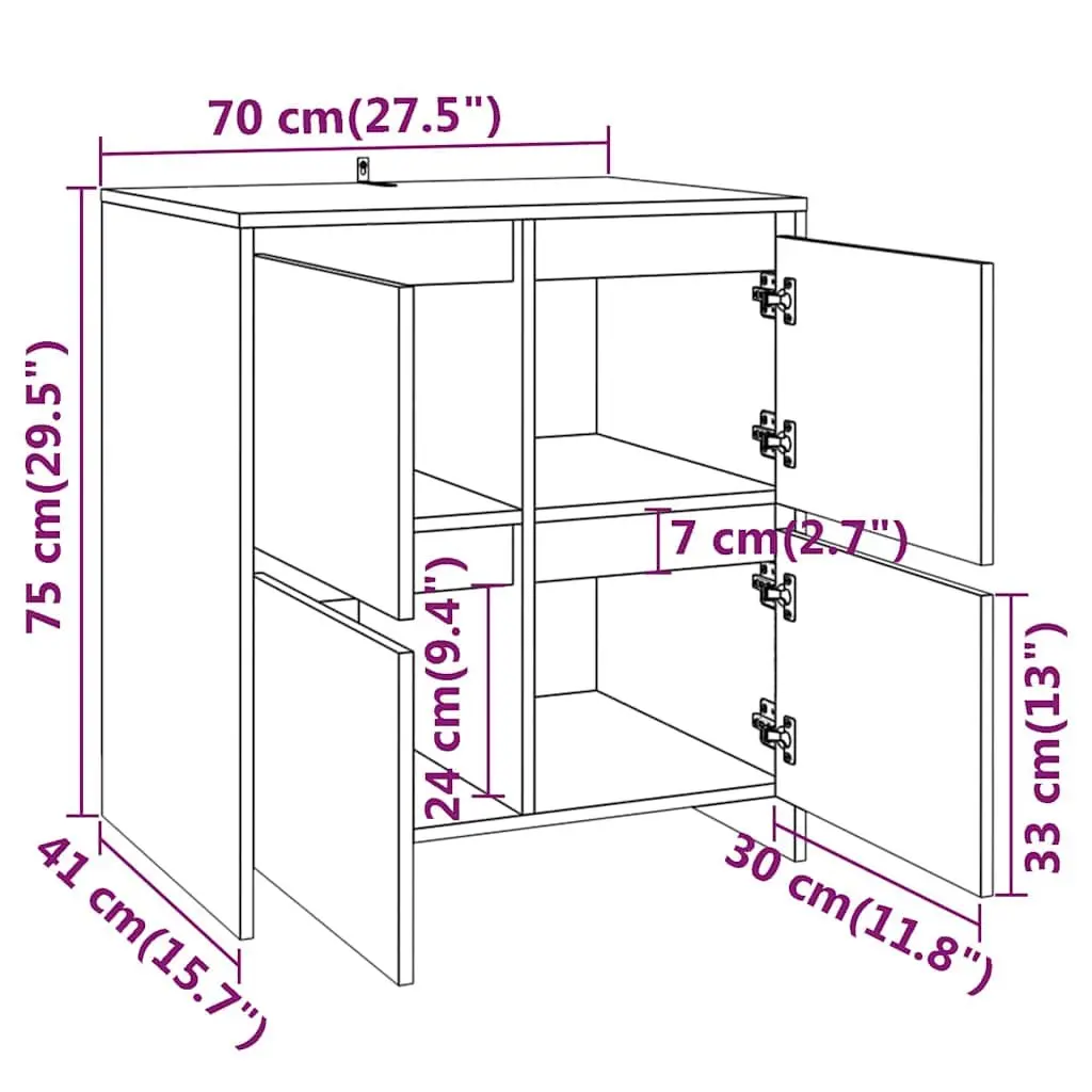 Grey 2 Piece Sideboard Storage Cabinet Set