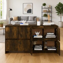 Brown Sideboards - 2 pcs Minimalist Storage Cabinets