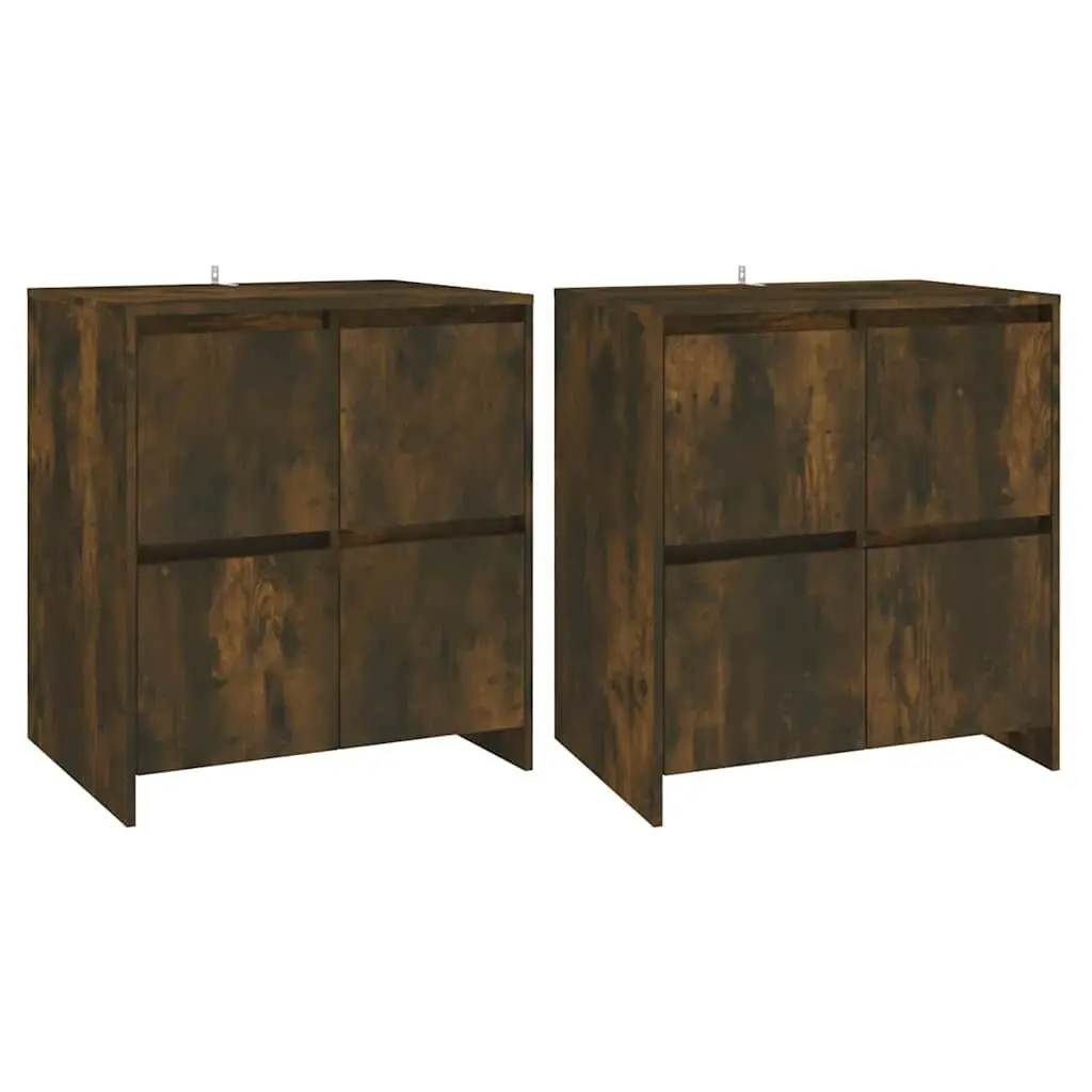 Sideboards 2 pcs Brown Storage Cabinet with Doors Engineered Wood Furniture