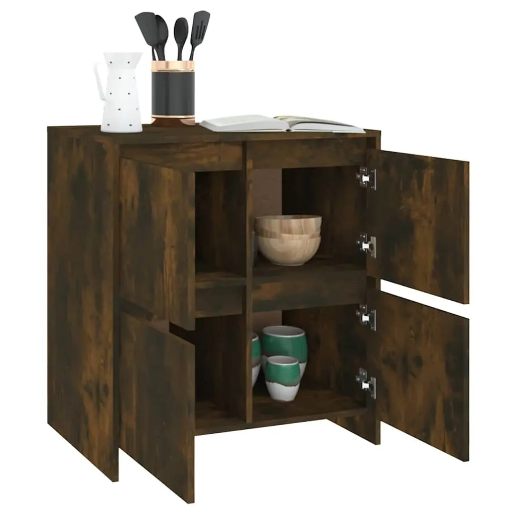 Sideboards 2 pcs Brown Storage Cabinet with Doors Engineered Wood Furniture