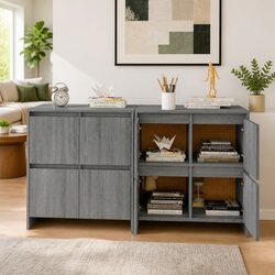 Minimalist Grey Sideboards 2 pcs 70x41x75 cm