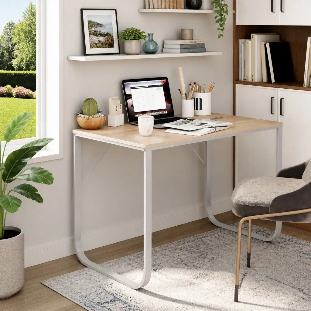 Wood and Metal Computer Desk for Home and Office