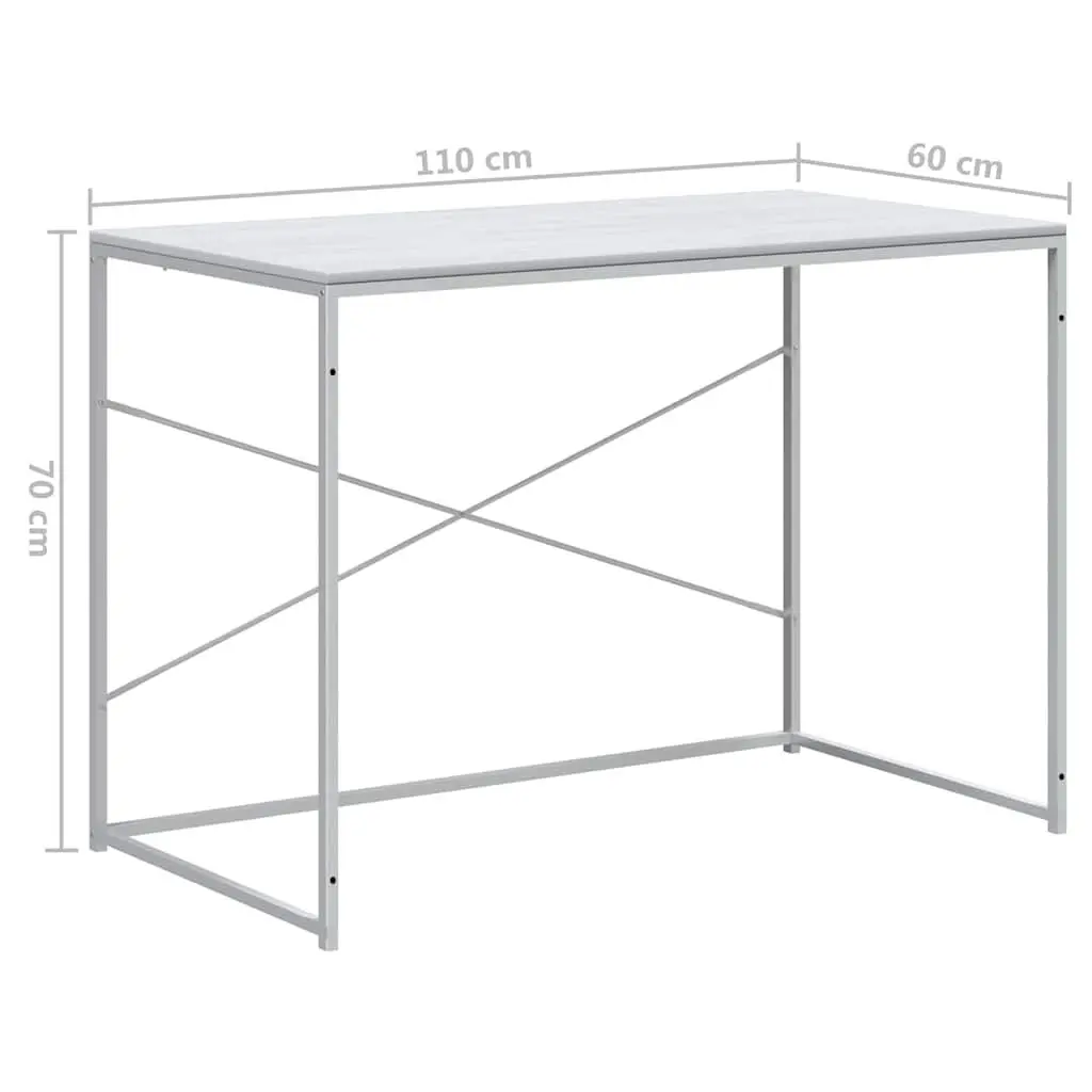 White Computer Desk 110x60x70 cm Engineered Wood