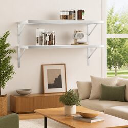 Stylish Silver Stainless Steel Floating Wall Shelves 100x40 cm