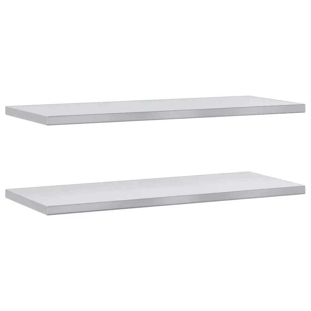 Silver Stainless Steel Floating Wall Shelves 100x40 cm