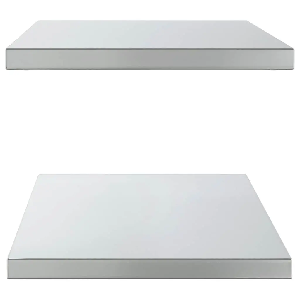 Silver Stainless Steel Floating Wall Shelves 100x40 cm