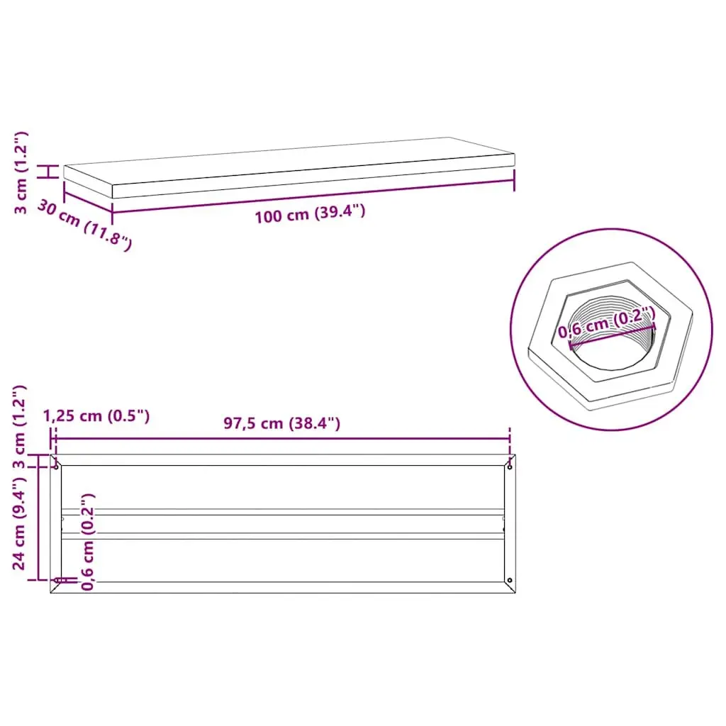 Wall Shelves 2 pcs 100x30 cm Silver Floating Storage Shelving Home Decor