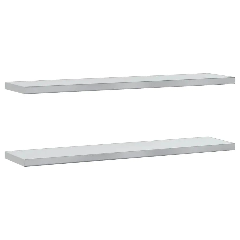 Wall Shelves Silver 100x23.5 cm Stainless Steel Floating Storage Display 2 Piece