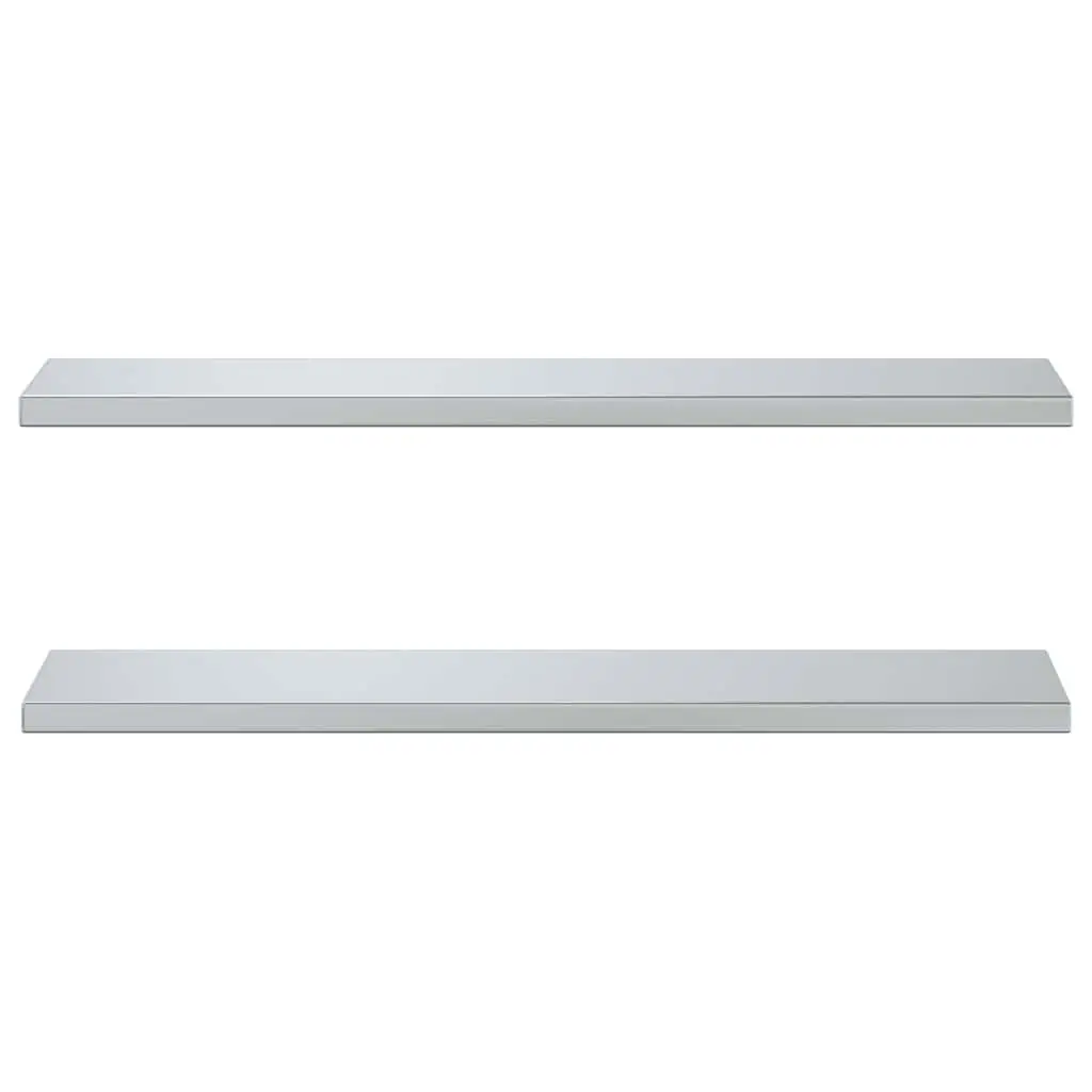 Wall Shelves Silver 100x23.5 cm Stainless Steel Floating Storage Display 2 Piece
