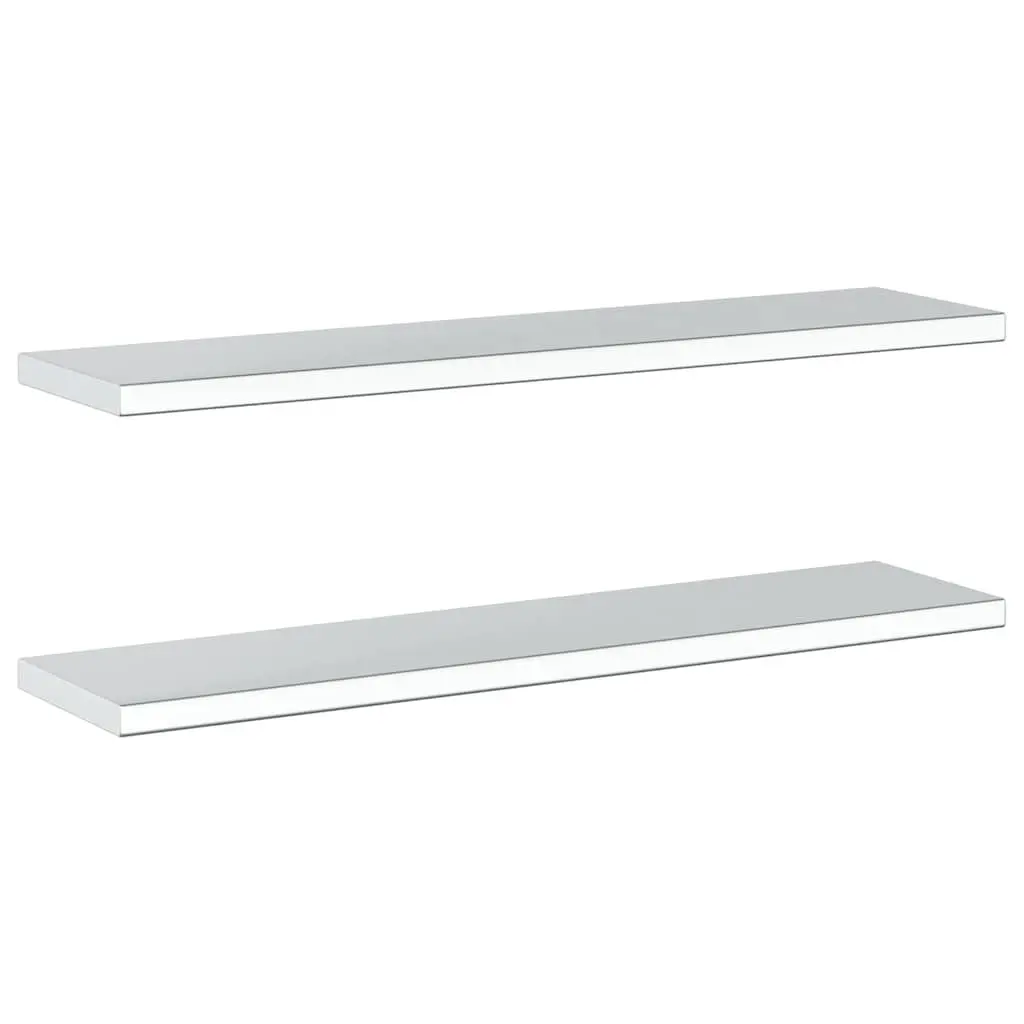 Wall Shelves Silver 100x23.5 cm Stainless Steel Floating Storage Display 2 Piece
