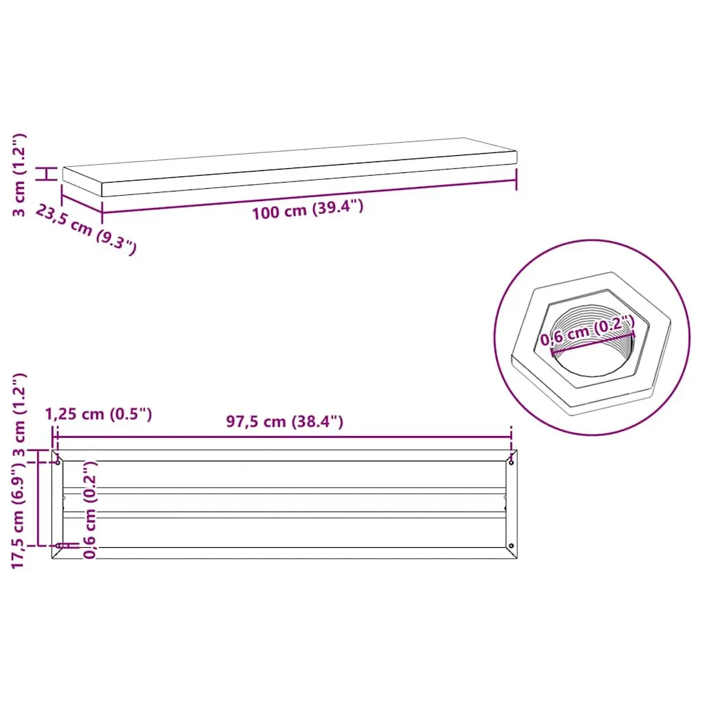 Wall Shelves Silver 100x23.5 cm Stainless Steel Floating Storage Display 2 Piece