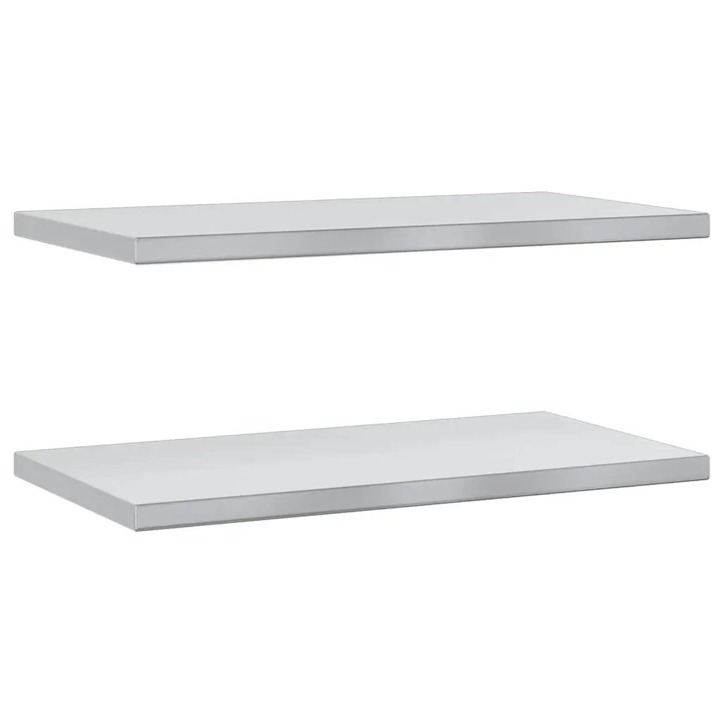 Wall Shelves 2 pcs 75x40 cm Silver Stainless Steel Floating Mounted Storage