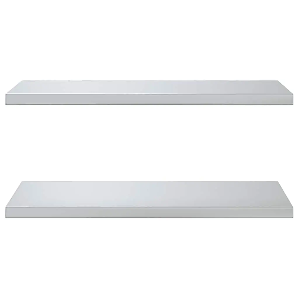 Wall Shelves 2 pcs 75x40 cm Silver Stainless Steel Floating Mounted Storage