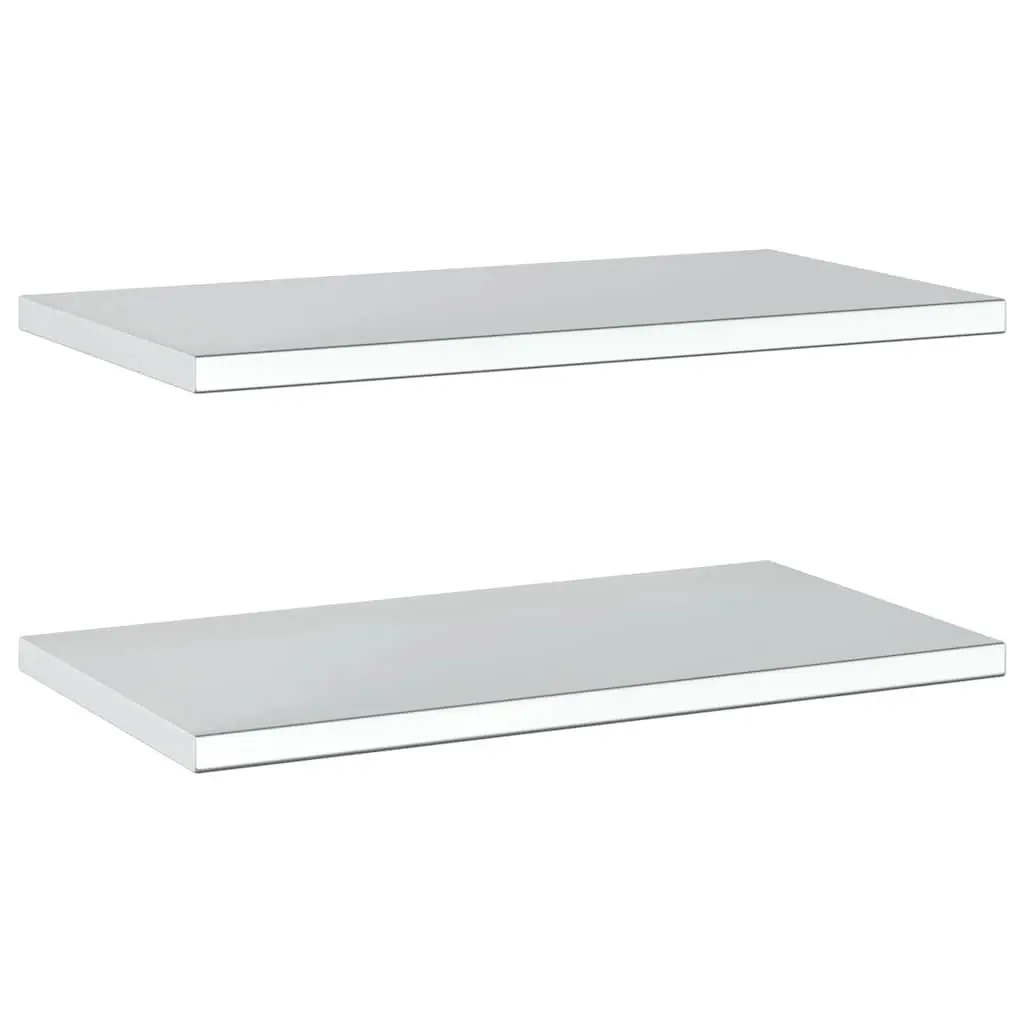 Wall Shelves 2 pcs 75x40 cm Silver Stainless Steel Floating Mounted Storage