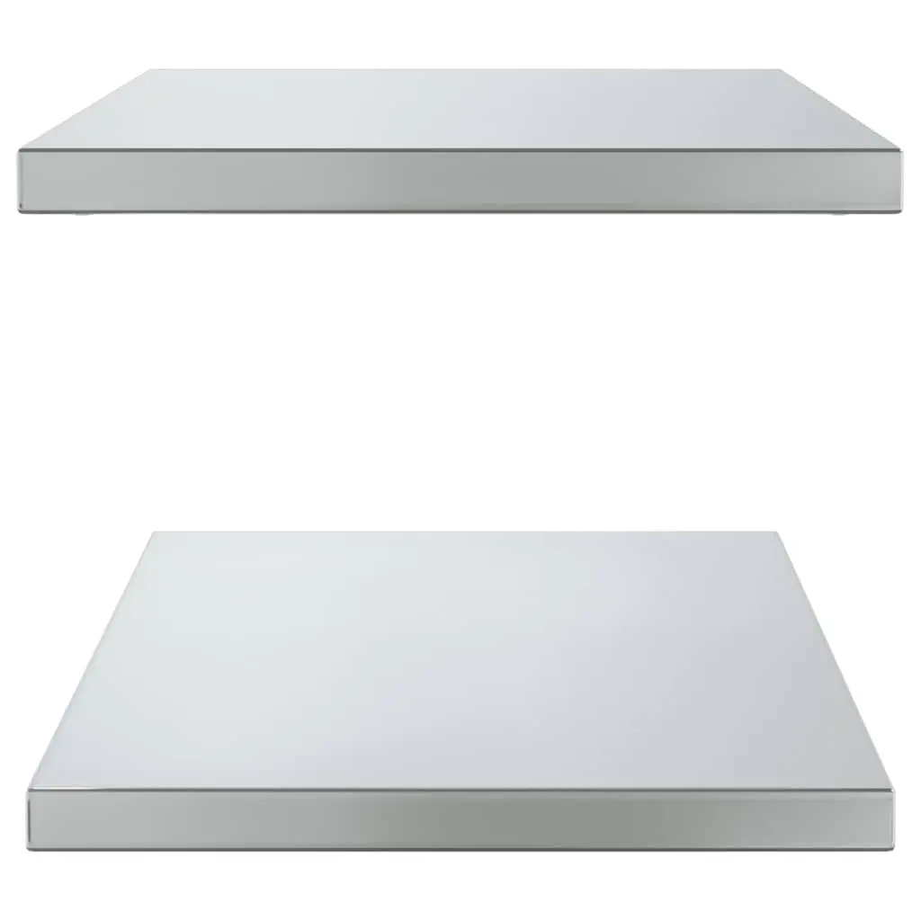 Wall Shelves 2 pcs 75x40 cm Silver Stainless Steel Floating Mounted Storage