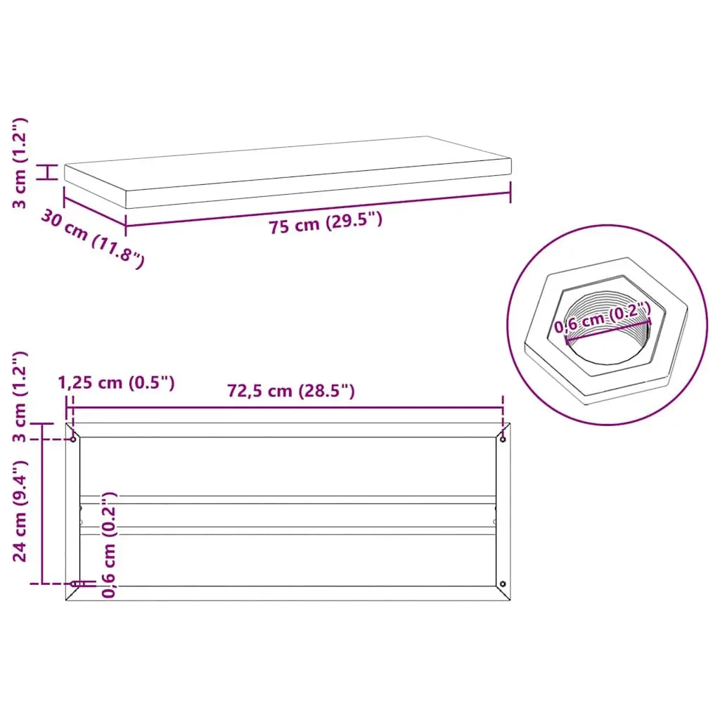 Wall Shelves Silver 75x30 cm Stainless Steel Floating Shelves