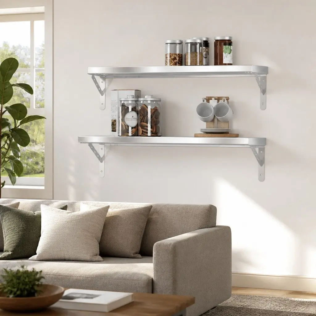 Wall Shelves Silver 75x23.5 cm Stainless Steel Floating Shelf Storage Display Rack