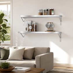 Silver Floating Wall Shelves 2 pcs 75x23.5 cm