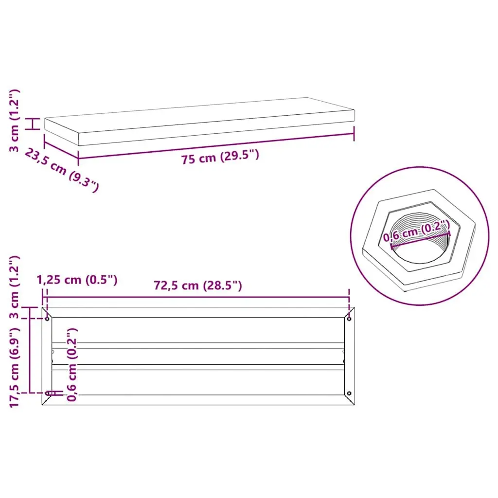 Wall Shelves Silver 75x23.5 cm Stainless Steel Floating Shelf Storage Display Rack